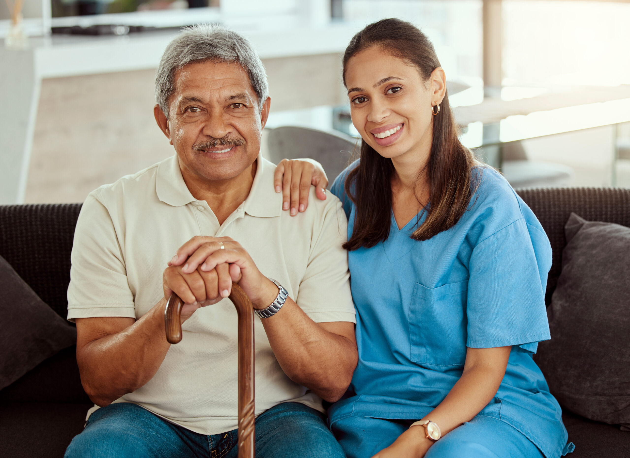 continental-wellness-center-nurse-portrait-and-senior-man-bonding-sitting